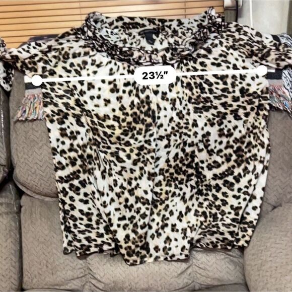 INC International Concepts Woman 2X Animal Print Ruffle Neck Top - Picture 5 of 6